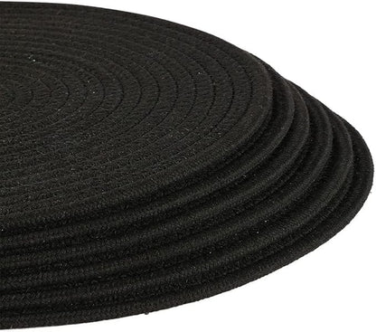 Set of 6 Round Woven Placemats,13.8 inch Cotton Plate Chargers Black Thick Tablemats Braided Tablemats for Dining Rattan Mats Weave Placemats for Table Decoration