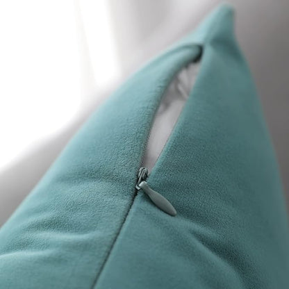Set of 2 Velvet Throw Pillow Covers for Couch and Bed - 18"x18", Aqua