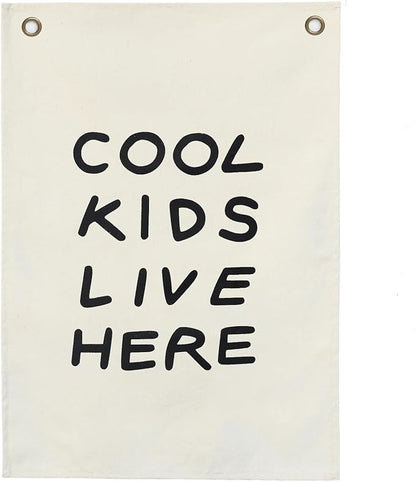 Canvas Banner Hanging Flag Banner for Nursery and Playroom Wall Décor for Kids Trendy Room Décor for Boys and Girls (Coolkids)