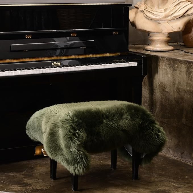 LLB Genuine Sheepskin Area Rug Wool Rug Fur Carpet Fluffy Shaggy Fur Rug for Living Room Kids Bedroom Real Sheepskin Throw Lambskin Rugs Sofa Mat Chair Seat Covers (Dark Green, 2 x 3 ft Sheepskin)