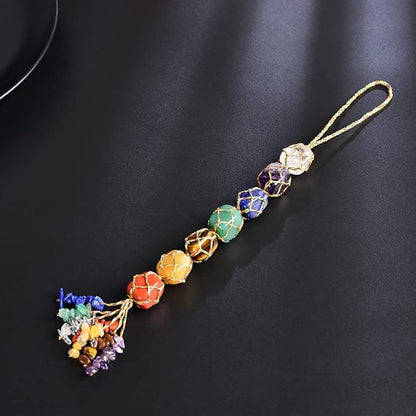 Handmade Hanging Ornaments Colorful Thread 7 Chakra Stones for Home Decoration Feng Shui Ornament