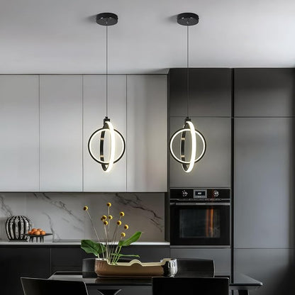 Modern LED Pendant Lights Plated Black Farmhouse Ring Pendant Light Fixtures 4000K Dimmable Round Pendant Lighting for Dining Room Kitchen Island Bedroom Living Room Foyer（2-Pack）