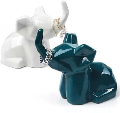 PUDDING CABIN 2 Pack Elephant Ring Holder Figurines Wedding Gifts for Couples Cute Table Desk Preppy Room Decor Elephant Gifts for Women Mom Mothers Day Birthday Christmas