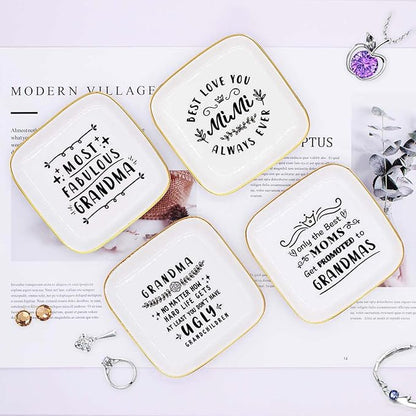 Littlefa To My Grandma saying Ceramic Ring Dish Decorative Jewelry Tray for Grandma, Unique Grandma Birthday Christmas Meaningful Gifts for Grandma from Grandchild - UGLY