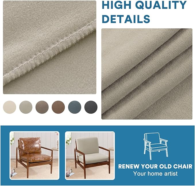 H.VERSAILTEX Couch Cushion Covers Stretch Fleece Couch Covers for Modern Living Room Chair Thick Soft Accent Chair Cover Washable(Seat Cushion Cover Plus Back Cushion Cover,Oatmeal)
