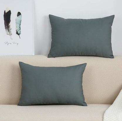 TangDepot Handmade Decorative Solid 100% Cotton Canvas Throw Pillow Covers/Pillow Shams, (12"x18", Steel Grey), 1 Count (Pack of 1)