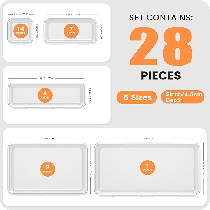 A-LuGei 【Military Grade Drawer Organizer, 【𝟱𝗦𝗶𝘇𝗲】 Makeup organizer, 【Holds 177 Items】 Bathroom Organizers and Storage, Organization and Storage, Desk Drawer Organizer for Bathroom Vanity