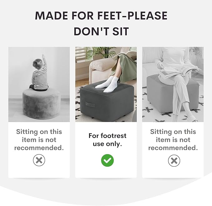 MeMoreCool Square Stuffed Pouf Ottoman Foot Rest, Floor Pouf Foot Stool with Foam Chunk Filling, Soft Stuffed Ottoman Footrest for Living Room, Green