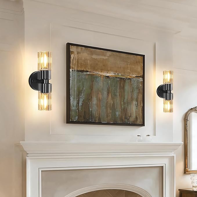 Crystal Wall Sconces Set of Two, 13'' Modern Brass Sconces Lighting with K9 Crystal Lampshade, Indoor Large Brass Wall Light Fixtures for Living Room Bathroom Hallway Stairs Bedroom