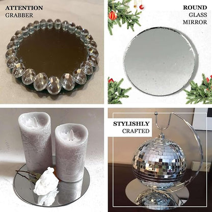 Efavormart 14" Round Glass Mirror Wedding Party Table Decorations Centerpieces - 4 PCS