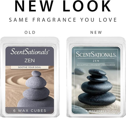 Scentsationals Wax Melts, Wax Cubes Strong Scent -Zen - Long Lasting Scented Melts for Warmer, 10oz (24-Cubes)