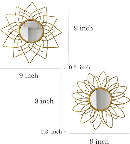 Champagne Gold Round Mirrors for Wall Pack of 3 - | 9 inch Decorative Mirrors for Christmas Wall Decor& Vintage Room Decor | Circle Mirror Modern for Women & Moms
