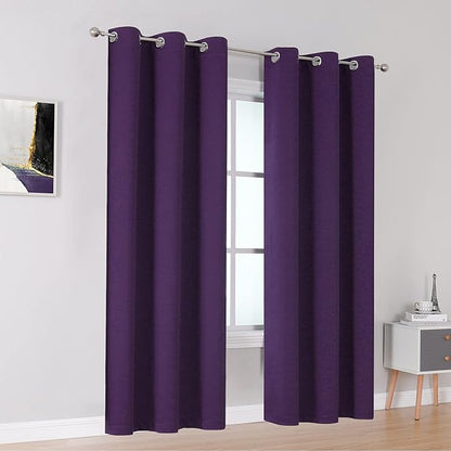 DUALIFE Royal Purple Blackout Curtains for Bedroom 42 x 84 Inch Length Set of 2 Curtain Panels - Thermal Insulated Room Darkening Curtains