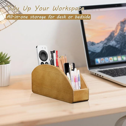 BIBELUN TV Remote Control Holder with 5 Compartments, Bedside Table Remote Caddy, Desktop Storage Box Organizer/Tray to Store Pen, Controllers, Media Player, Cosmetics, Office Supplies, Home Décor