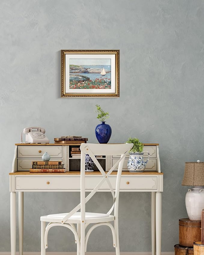 InSimSea Gold Framed Canvas Wall Art Room Decor Vintage Coastal Landscape Picture Wall Art Prints for Living Room Rustic Natural Botanical Floral Artwork Prints for Bathroom Bedroom Farmhouse 16×13in
