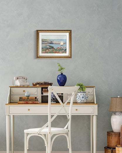 InSimSea Gold Framed Canvas Wall Art Room Decor Vintage Coastal Landscape Picture Wall Art Prints for Living Room Rustic Natural Botanical Floral Artwork Prints for Bathroom Bedroom Farmhouse 16×13in