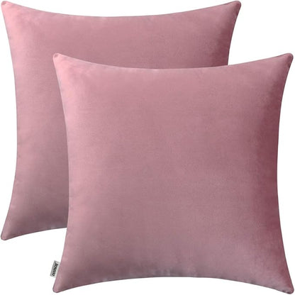 Jeneoo Velvet Throw Pillow Covers 18x18 Inch 2 Pack, Super Soft Thick Decorative Square Cushion Cases for Sofa Couch Bedroom Car, Dusty Rose