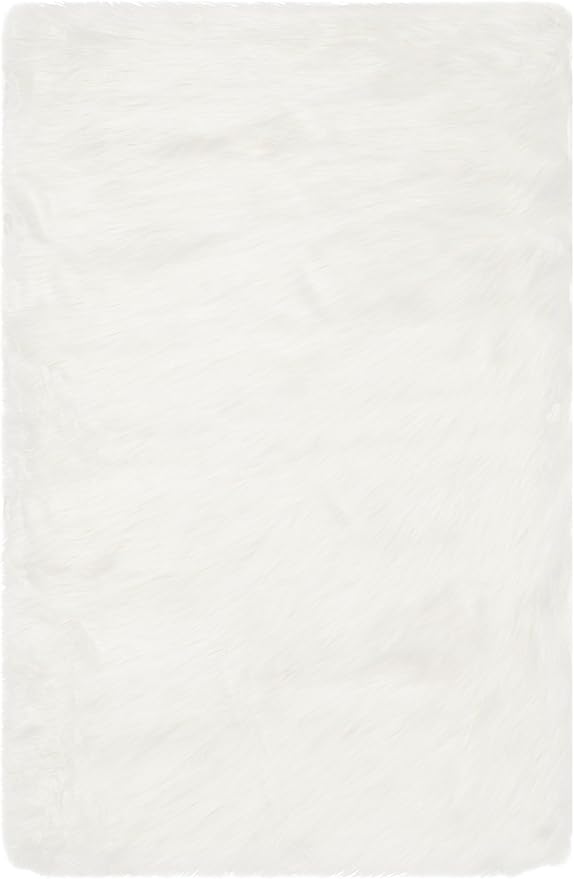 SAFAVIEH Faux Sheep Skin Collection Accent Rug - 2'6" x 4', Ivory, Silken Glam Design, Non-Shedding & Easy Care, 2.35-inch Thick Ideal for High Traffic Areas in Foyer, Living Room, Bedroom (FSS235A)