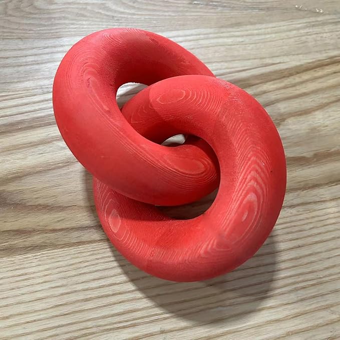 Wood Knot Décor-2 Link Wooden Chain Link Home Decor,Coffee Table Decor Book Shelf Decor Accents Art Decor Living Room Decor Items (Red), 19cm*15cm, SDJ-WD-2L US FBA