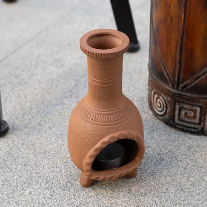 Handmade Terracotta Palo Santo Holder Burner for Smudging and Meditation - Mexican Style Chiminea Clay Incense Dish for Wiccan Altar and Negative Energy Cleansing
