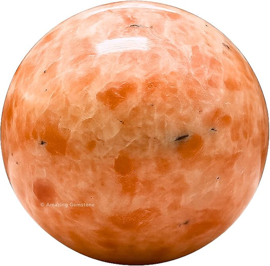 Amazing Gemstone Sunstone Crystal Ball with Stand - 1.5 Inches Crystal Sphere Meditation Balls for Witchcraft and Decorative Balls