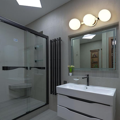 Chrome Globe Bathroom Vanity Light Fixtures, Modern 3 Lights Wall Lighting, Porch Wall Mount Light Fixture for Bathroom, Over Mirror Cabinets