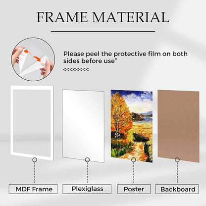 Muzilife 18×24" White Poster Frame 2 Pack, Engineered Wood Concert Poster Picture Frames with Plexiglass Cover and Hanging Hardware for Horizontal or Vertical