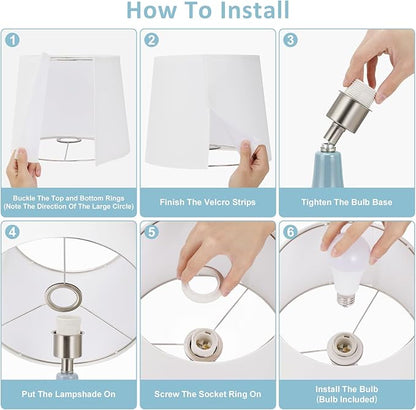 Seealle 19.4" Modern Sky Blue Table Lamp Set of 2-Bedside Lamps for Nightstand, Bedroom Lamp for Living Room Desk End Table Office Guest Room Dresser