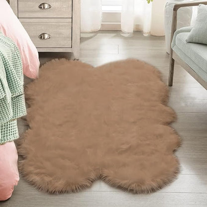 Beige Shag Faux Sheepskin Washable 4X6 Fur Rug for Living Room Bedroom Fluffy Furry Area Rug Rectangle Nursery Decor Rug