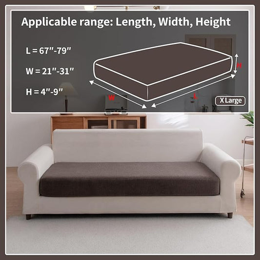 Sectional Couch Covers, Wear Resistant Stretch Sofa Covers Washable Soft Couch Cushion Covers Anti Slip Furniture Protector Sofa Slipcovers for Pets (1 Piece Oversized Sofa Cushion, Brown)