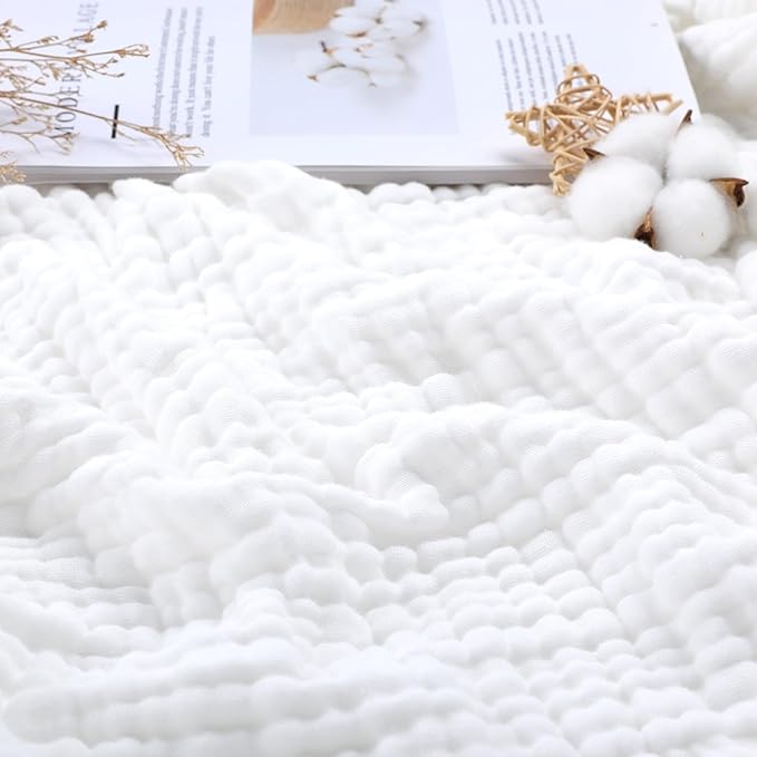 Yoofoss Muslin Blanket 100% Organic Cotton Large Twin Size 60" x 80" for Bed Couch Summer Gauze Blanket for Adults Lightweight and Breathable White