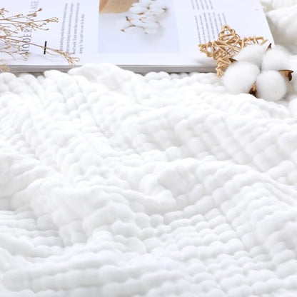Yoofoss Muslin Blanket 100% Organic Cotton Large Twin Size 60" x 80" for Bed Couch Summer Gauze Blanket for Adults Lightweight and Breathable White