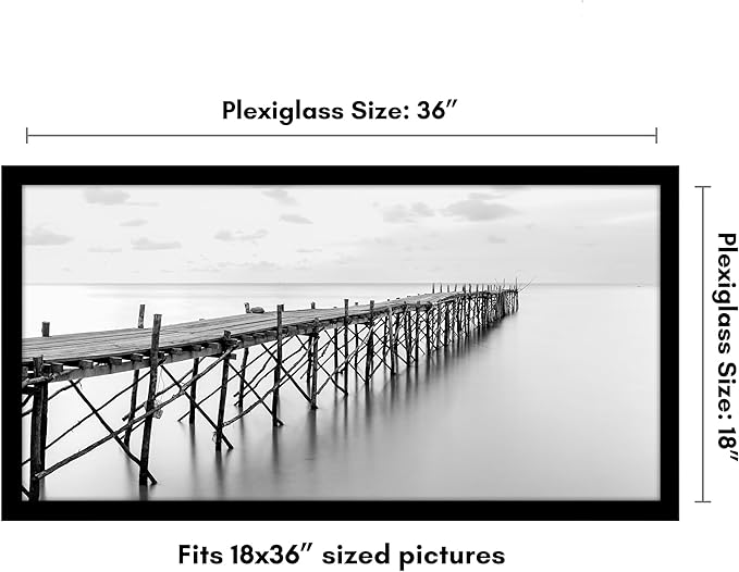 Americanflat 18x36 Picture Frame with Polished Plexiglass - Black Picture Frame - Wide Photo Frames Made of Engineered Wood for Vertical or Horizontal Wall Display - Epic Collection - Black