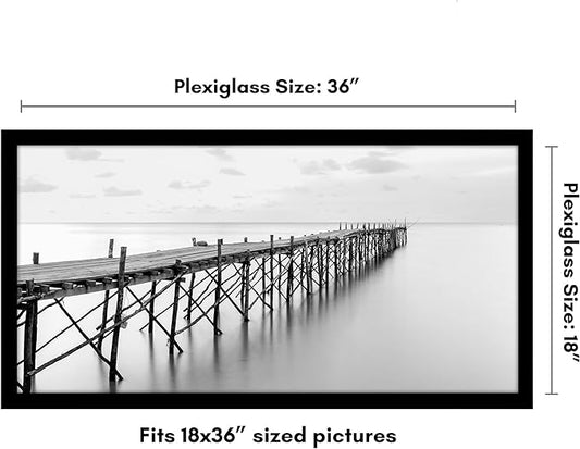 Americanflat 18x36 Picture Frame with Polished Plexiglass - Black Picture Frame - Wide Photo Frames Made of Engineered Wood for Vertical or Horizontal Wall Display - Epic Collection - Black