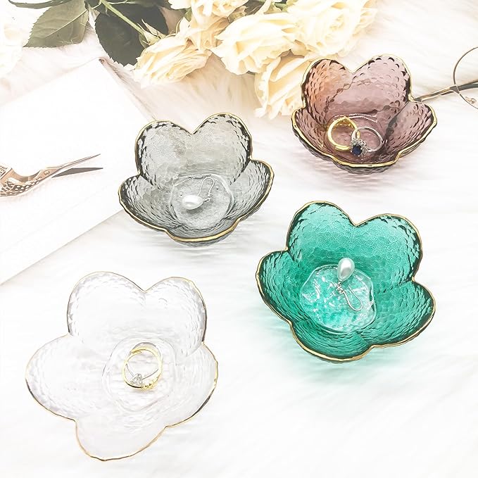 Small Ring Dish Jewelry Bowl, Glass Jewelry Dish Trinket Bowl, Crystal Ring Holder Dish Jewelry Plate, Nightstand Decor Jewelry Holder Dish, Engagement Gift Jewelry Tray Dish for Rings, Keys