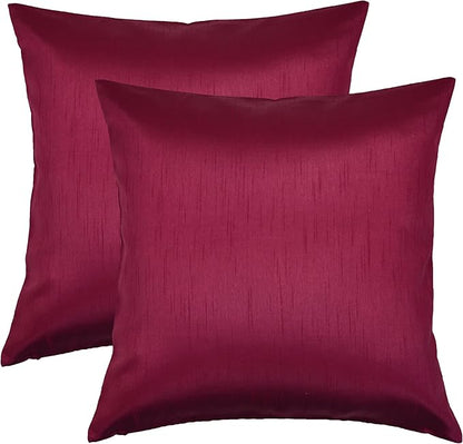 Aiking Home 20x20 Inches Faux Silk Square Throw Pillow Cover, Zipper Closure, Burgundy (Set of 2)