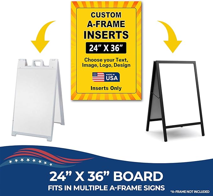 Custom A-Frame Sign Inserts by DeamController - Durable & Weather-Resistant Plastic Panels | Custom Print Inserts for Sidewalk Boards, Restaurants, Retail & Event Signage | 24"x36"