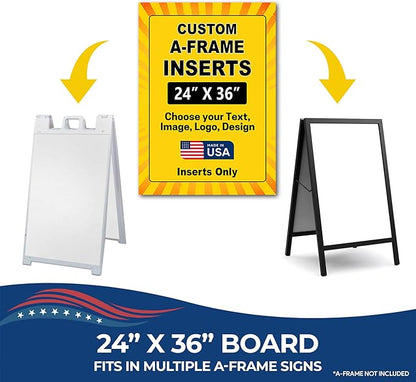 Custom A-Frame Sign Inserts by DeamController - Durable & Weather-Resistant Plastic Panels | Custom Print Inserts for Sidewalk Boards, Restaurants, Retail & Event Signage | 24"x36"