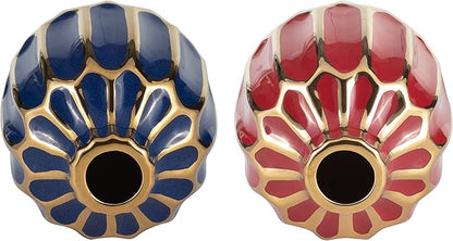 Elegant Ceramic Vase for Living Room Decor and Home Decor Accent - Modern Decorative Flower Vase for Room, Bedroom, or Office Desk - Designed for House and Table Decor - Set of 2, 5", Blue & Red