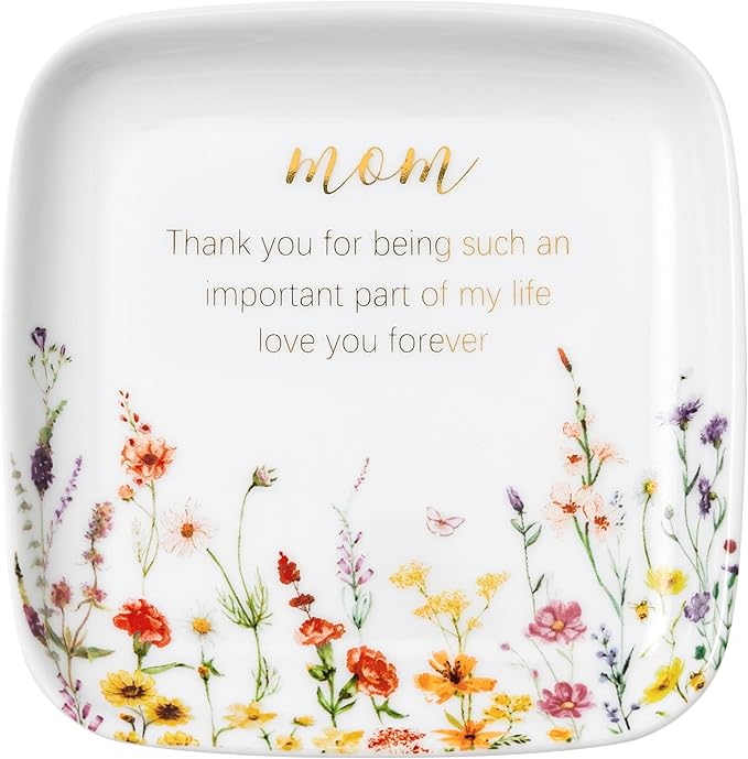 Crisky Jewelry Ring Dish for Mom Birthday Gifts Thinking of You Gift for Mom Mother's Day Gift from Daughter Son for Thanksgiving Christmas Valentine Gift Ideas (Love You Forever) Thrinket Tray