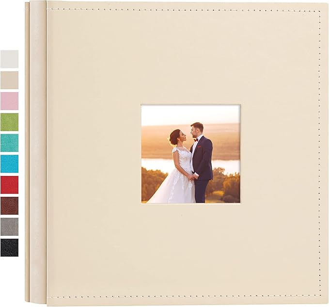 potricher Small Photo Album 4x6 200 Photos Leather Cover Picture Book with 200 Horizontal Pockets for Family Wedding Anniversary and Baby (Beige)