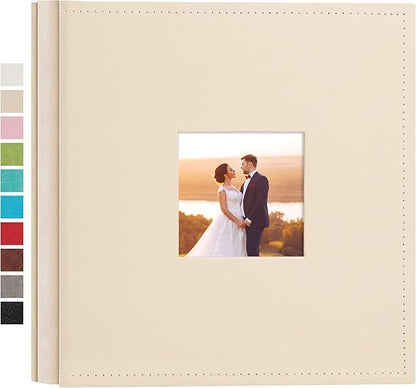 potricher Small Photo Album 4x6 200 Photos Leather Cover Picture Book with 200 Horizontal Pockets for Family Wedding Anniversary and Baby (Beige)