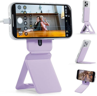 MOFT Phone Tripod Wallet for iPhone, Mulit-Angles, Lightweight & Portable Phone Stand, MOVAS Vegan Leather Magnetic Wallet, Strong Magnets, NFC Card Holder,Travel Essential, Peony (Without Card Slot)