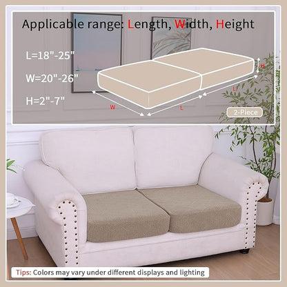 hyha Waterproof Couch Cushion Covers, Waterproof Sectional Couch Covers for 2 Cushion Sofa for Pets, Stretch Sofa Slipcover Washable with Elastic Bottom(2 Packs, Camel)