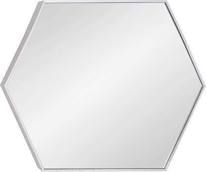 Kate and Laurel Rhodes Modern Hexagon Wall Mirror, 24.75 x 36.75, Silver, Chic Geometric Wall Mirror