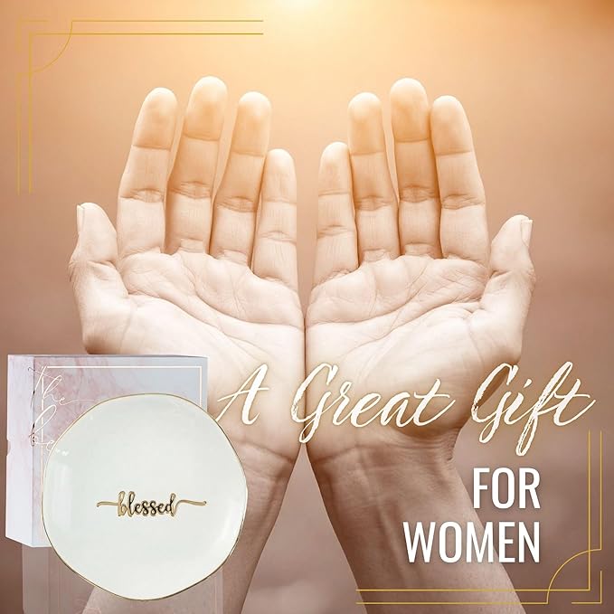 InnoBeta Blessed Gifts for Women, Blessed Jewelry Dish 4.75" - Decorative Trinket Dish for Rings Earrings Keys - Birthday, Mother's Day