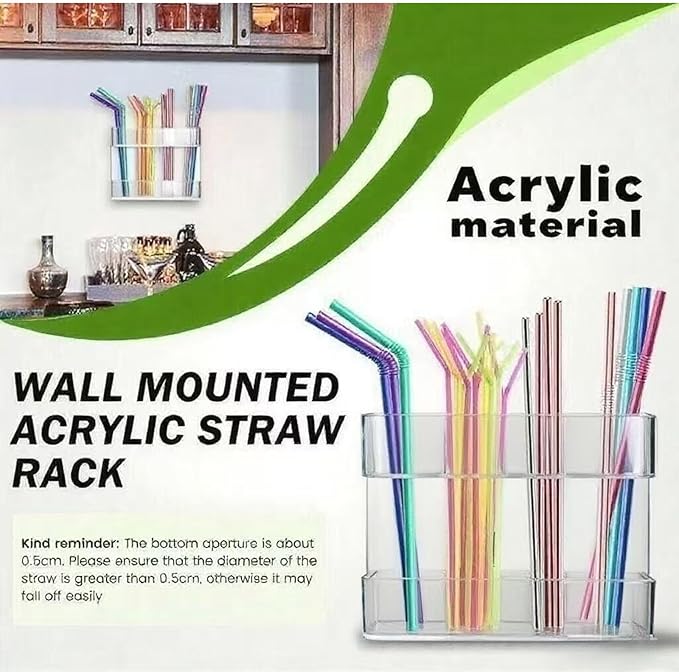 Straw Holder For Cabinet With Double Sided Adhesive Tape Reusable Cabinet,Straw Organizer For Cabinet, Fridge And Kitchen Counter(Transparent)