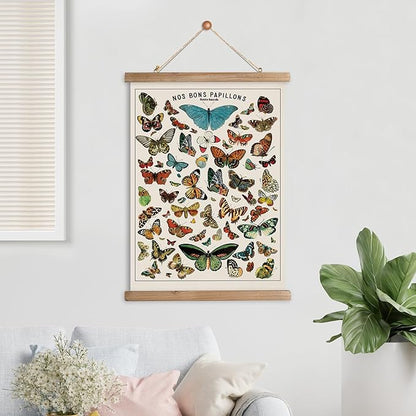 XIAOAIKA Vintage Butterfly Poster with Wooden Frame, Cottagecore Room Decor Aesthetic, Retro Style Wall Decor Art Painting for Nature Lovers, Classrooms, and Home Decor 16 x 23 Inches