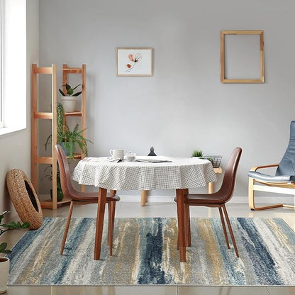 LUXE WEAVERS Rug Modern Area Rug Stain Resistant, Yellow and Blue/Size 2x7