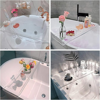 Clear Acrylic Bathtub Tray – Waterproof & Stylish Bath Caddy | Luxury Tub Tray for Relaxation (29.9" x 7.87" x 1.18")